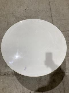 Lot 183  
            Birmingham SR103  - Collection or Optional Delivery Available 

                
DAVID PHILLIPS ROUND WHITE MARBLE COFFEE TABLE WITH CHAMPAGNE BASE ORIGINAL RRP £520