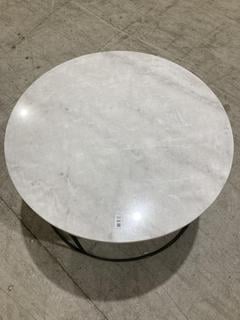 Lot 184  
            Birmingham SR103  - Collection or Optional Delivery Available 

                
DAVID PHILLIPS MARBLE TOP SLEEK BLACK METAL FRAME COFFEE TABLE ORIGINAL RRP £370