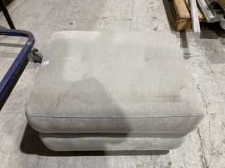 Lot 244  
            Birmingham SR103  - Collection or Optional Delivery Available 

                
OAK FURNITURELAND SILVER BEIGE FABRIC STORAGE FOOTSTOOL £529