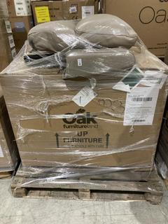 Lot 247  
            Birmingham SR103  - Collection or Optional Delivery Available 

                
OAK FURNITURELAND PALLET OF PARTS TO INCLUDE PART LEATHER OYSTER# (KERBSIDE PALLE...