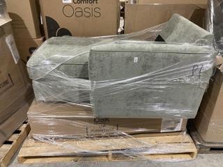 Lot 250  
            Birmingham SR103  - Collection or Optional Delivery Available 

                
OAK FURNITURELAND PALLET OF PARTS TO INCLUDE PART BLACK LEATHER NEWPORT (KERBSIDE...