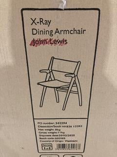 Lot 268  
            Birmingham SR103  - Collection or Optional Delivery Available 

                
JOHN LEWIS & PARTNERS X-RAY DINING ARMCHAIR ORIGINAL RRP £299
