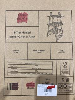 Lot 279  
            Birmingham SR103  - Collection or Optional Delivery Available 

                
JOHN LEWIS & PARTNERS 3 TIER HEATED INDOOR AIRER ORIGINAL RRP £100