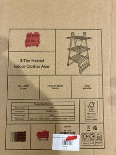 Lot 285  
            Birmingham SR103  - Collection or Optional Delivery Available 

                
JOHN LEWIS & PARTNERS 3 TIER HEATED INDOOR AIRER ORIGINAL RRP £100