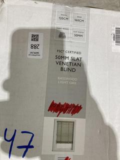 Lot 288  
            Birmingham SR103  - Collection or Optional Delivery Available 

                
JOHN LEWIS & PARTNERS 2X 50MM SLAT VENETIAN BLIND BASSWOOD LIGHT OAK ORIGINAL RRP...