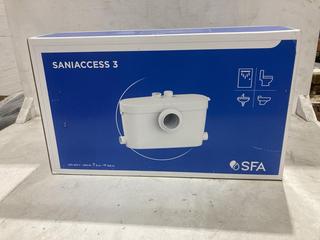 Lot 323  
            Birmingham SR103  - Collection or Optional Delivery Available 

                
SANIACCESS 3 WATER PUMP FOR WC,SHOWER ORIGINAL RRP £479
