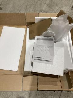 Lot 361  
            Birmingham SR103  - Collection or Optional Delivery Available 

                
3X ASSORTED FURNITURE FLATPACK ITEMS TO INCLUDE SET OF 2 WHITE BODEN BEDSIDE TABL...