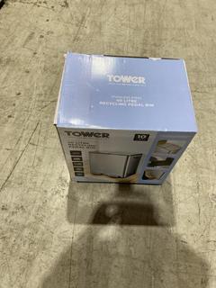 Lot 369  
            Birmingham SR103  - Collection or Optional Delivery Available 

                
TOWER 40L STAINLESS STEEL BIN & NEW FOLDABLE HEATER ORIGINAL RRP £169