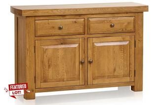 Lot 3  
            Birmingham SR103  - Collection or Optional Delivery Available 

                
OAK FURNITURELAND HERCULES RUSTIC SOLID OAK SMALL SIDEBOARD ORIGINAL RRP £599.99