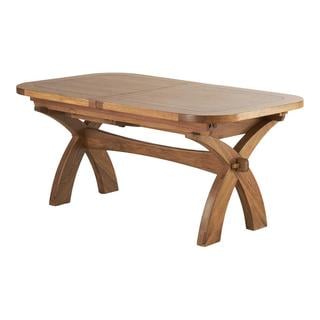 Lot 67  
            Birmingham SR103  - Collection or Optional Delivery Available 

                
OAK FURNITURELAND HERCULES RUSTIC SOLID OAK EXTENDING CROSSED LEG DINING TABLE 18...