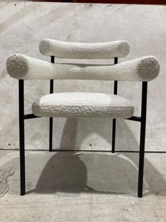 Lot 94  
            Birmingham SR103  - Collection or Optional Delivery Available 

                
DAVIS CHAIR IN WHITE BOUCLE FABRIC