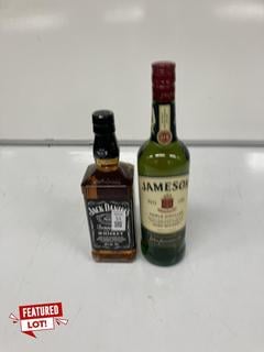 Lot 53  
            Birmingham SR110 - Optional Home Delivery 
                
1 X BOTTLE OF JAMESON IRISH WHISKEY 40% VOL 700ML & 1 C BOTTLE OF JACK DANIELS 40...