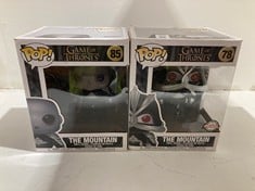 Lot 129  
            BIRMINGHAM SR111 - PARCEL DELIVERY ONLY 
                
2 POP GAME OF THRONES VINYL FIGURES TO INCLUDE THE MOUNTAIN 78.