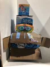 Lot 258  
            BIRMINGHAM SR111 - PARCEL DELIVERY ONLY 
                
5 WATER BASED ITEMS,3 PADDLING POOLS,POND FILTER,SWIMMING GOGGLES.