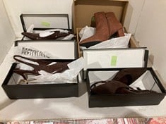 Lot 439  
            BIRMINGHAM SR111 - PARCEL DELIVERY ONLY 
                
4 ITEMS OF LADIES SHOES TO INCLUDE FAUX SUEDE SLING BACK IN CHOCOLATE SIZE 5.
