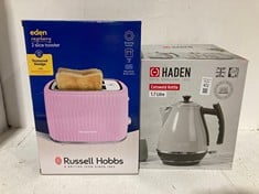 Lot 472  
            BIRMINGHAM SR111 - PARCEL DELIVERY ONLY 

                
RUSSELL HOBBS PINK 2-SLICE TOASTER TO ALSO INCLUDE HAYDEN COTSWOLD KETTLE 1.7L.