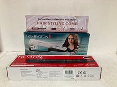Lot 486  
            BIRMINGHAM SR111 - PARCEL DELIVERY ONLY 

                
REMINGTON SHINE THERAPY TO ALSO INCLUDE REVLON STRAIGHTENERS, HAIR STYLING COMB.