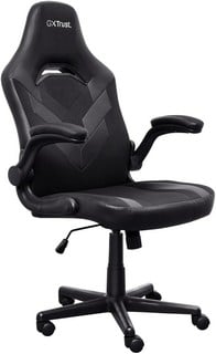 Lot 76  
            Chesterfield Tech - Collection or Optional Delivery Available 

                
TRUST GAMING GXT 703 RIYE GAMING CHAIR (ORIGINAL RRP - £132.60) IN BLACK: MODEL N...