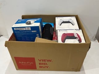 Lot 118  
            Chesterfield Tech - Parcel Delivery Only 

                
BOX OF ASSORTED ITEMS TO INCLUDE JBL CHARGE 5 SPEAKER. [JPTC86581] (LOCATION: TECH)