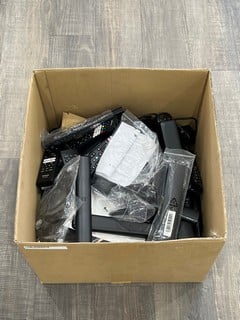 Lot 163  
            Chesterfield Tech - Parcel Delivery Only 

                
BOX OF ASSORTED TV REMOTES AND WIRES TO INCLUDE SKY CONTROLL TV ACCESSORIES. [JPT...