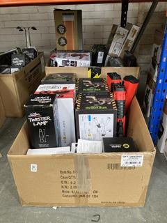 Lot 419  
            Chesterfield SR40 - Collection or Optional Delivery Available 

                
2 X BOX OF ASSORTED ITEMS TO INCLUDE TWISTER LAMP (LOCATION: B RACKING )