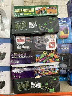 Lot 421  
            Chesterfield SR40 - Collection or Optional Delivery Available 

                
6 X ASSORTED ITEMS TO INCLUDE NEON TABLE HOCKEY (LOCATION: B RACKING )