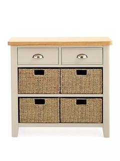 Lot 111  
            Chesterfield SR35 - Collection or Optional Delivery Available 

                
MALONE READY ASSEMBLED 2 DRAWER 4 BASKET SIDEBOARD CONTAINS SOLID WOOD IN GREY AN...