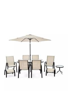 Lot 120  
            Chesterfield SR35 - Collection or Optional Delivery Available 

                
VERSAILLES 11 PIECE GARDEN SET TO INCLUDE 6 CHAIRS, TABLE FOOTSTOOLS - ORIGINAL R...