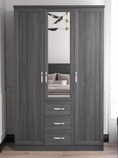 Lot 150  
            Chesterfield SR35 - Collection or Optional Delivery Available 
                
CAMBERLEY 3 DOOR 3 DRAWER MIRRORED WARDROBE IN GREY - ORIGINAL RRP £299 (LQL9Y) (...