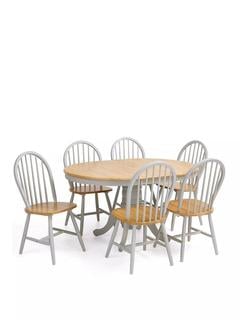 Lot 196  
            Chesterfield SR35 - Collection or Optional Delivery Available 

                
NEW RUBBERWOOD KENTUCKY EXTENDING DINING TABLE AND 6 CHAIRS IN GREY - ORIGINAL RR...