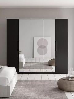 Lot 200  
            Chesterfield SR35 - Collection or Optional Delivery Available 

                
PRAGUE 5 DOOR MIRRORED WARDROBE IN BLACK ASH - ORIGINAL RRP - £449 (LOCATION: SR3...