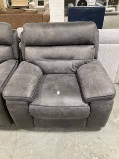 Lot 210  
            Chesterfield SR35 - Collection or Optional Delivery Available 

                
DFS SINGLE ARMCHAIR SUEDE IN DARK GREY (LOCATION: SR35)