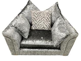Lot 214  
            Chesterfield SR35 - Collection or Optional Delivery Available 

                
DFS OVERSIZED SINGLE ARMCHAIR VELVET/SUEDE EFFECT IN COLOUR GREY SILVER WITH MATC...