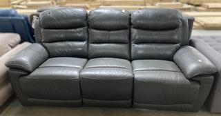 Lot 223  
            Chesterfield SR35 - Collection or Optional Delivery Available 
                
DFS LARGE 3 SEATER SOFA FINISHED IN DARK GREEN LEATHER WITH RECLINING FEATURES (L...