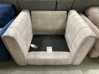 Lot 225  
            Chesterfield SR35 - Collection or Optional Delivery Available 
                
DFS SINGLE AIR CHAIR FINISHED IN A DISTRESSED/GREY FABRIC (LOCATION: SR35) (HCH21...