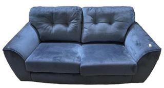 Lot 226  
            Chesterfield SR35 - Collection or Optional Delivery Available 
                
DFS TWO SEATER SOFA FINISHED IN A BLUE SUEDE (LOCATION: SR35) (DSW12ADVV)