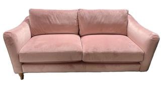 Lot 227  
            Chesterfield SR35 - Collection or Optional Delivery Available 
                
DFS TWO SEATER SOFA FINISHED IN A PINK SUEDE (LOCATION: SR35) (SOPL1NSOI)