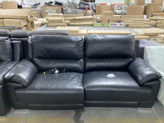 Lot 231  
            Chesterfield SR35 - Collection or Optional Delivery Available 
                
DFS LAGE TWO SEATER SOFA FINISHED IN A BLACK LEATHER EFFECT WITH RECLINING FEATUR...