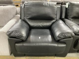 Lot 232  
            Chesterfield SR35 - Collection or Optional Delivery Available 
                
DFS LARGE SINGLE ARM CHAIR FINISHED IN A BLACK LEATHER EFFECT WITH RECLINING FEAT...