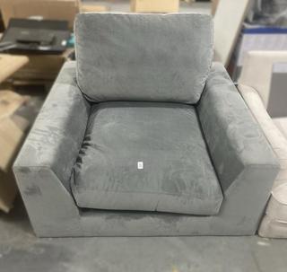 Lot 236  
            Chesterfield SR35 - Collection or Optional Delivery Available 
                
1 SEATER ARMCHAIR IN LIGHT GREY FABRIC (LOCATION: SR35)