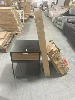 Lot 238  
            Chesterfield SR35 - Collection or Optional Delivery Available 
                
ALDGATE BEDSIDE 1 DRAWER END TABLE IN WALNUT/BLACK AND 2 DRAWER BEDSIDE TABLE IN ...