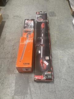 Lot 263  
            Chesterfield SR35 - Collection or Optional Delivery Available 

                
2 X ASSORTED ITEMS TO INCLUDE EINHELL EXTENDABLE HEDGE TRIMMER - ORIGINAL RRP £11...