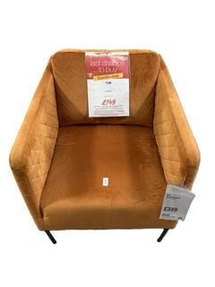 Lot 27  
            Chesterfield SR35 - Collection or Optional Delivery Available 

                
DFS TUB ACCENT CHAIR IN SENSUAL VELVET ORANGE MSRP - £349 (LOCATION: SR35)
