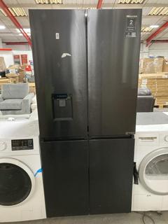 Lot 295  
            Chesterfield SR35 - Collection or Optional Delivery Available 
                
HISENSE AMERICAN STYLE FRIDGE FREEZER IN BLACK - MODEL - RQ5P470SMFE - ORIGINAL R...