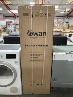 Lot 297  
            Chesterfield SR35 - Collection or Optional Delivery Available 
                
SWAN FRIDGE FREEZER IN WHITE - MOD NO SR15690W - ORIGINAL RRP £449 (LOCATION: SR35)