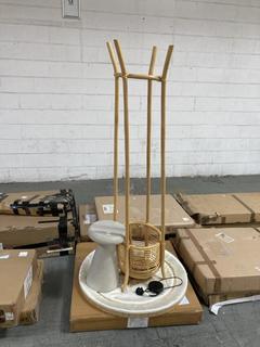 Lot 362  
            Chesterfield SR35 - Collection or Optional Delivery Available 
                
3 X ASSORTED LA REDOUTE ITEMS TO INCLUDE WOODEN COAT RACK IN NATURAL WOOD FINISH ...