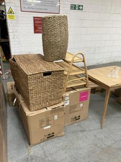 Lot 365  
            Chesterfield SR35 - Collection or Optional Delivery Available 
                
QTY OF ASSORTED ITEMS TO INCLUDE WOVEN WICKER CHEST (LOCATION: SR35) (29024)