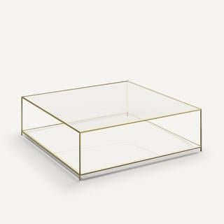 Lot 366  
            Chesterfield SR35 - Collection 
                
LA REDOUTE GLASS COFFEE TABLE WITH GOLDEN FRAME (COLLECTION ONLY) (LOCATION: SR35)