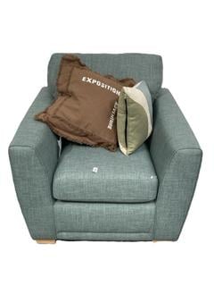 Lot 37  
            Chesterfield SR35 - Collection or Optional Delivery Available 

                
DFS SMALL ARMCHAIR IN GREEN FABRIC (LOCATION: SR35) (KKN21ARVV)