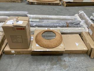 Lot 419  
            Chesterfield SR35 - Collection or Optional Delivery Available 

                
LA REDOUTE PALLET OF X3 ITEMS TO INCLUDE 1X WOVEN STYLED MIRROR CIRCULAR DESIGN F...